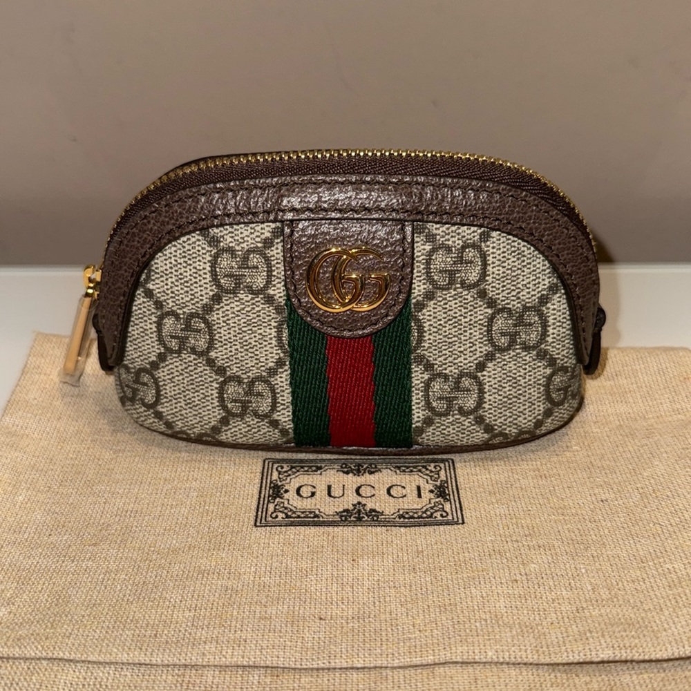 Rare 🤩🦄 Brand New Gucci Supreme Monogram Web Ophidia Dome Key Pouch